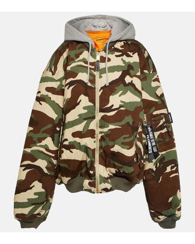 Vetements Printed Cotton Twill Bomber Jacket - Green