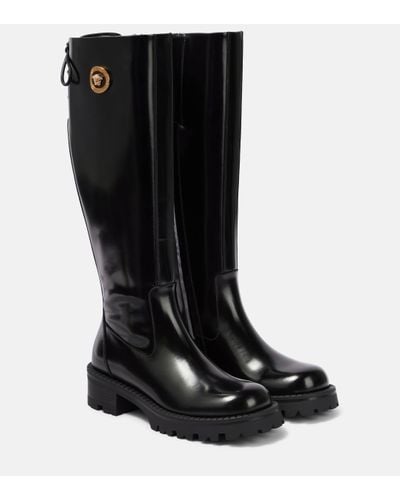 Versace Patent Leather Knee-high Boot - Black