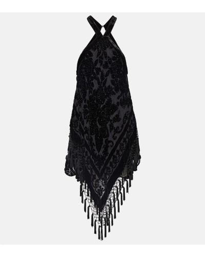 Isabel Marant Zilda Embroidered Velvet Minidress - Black