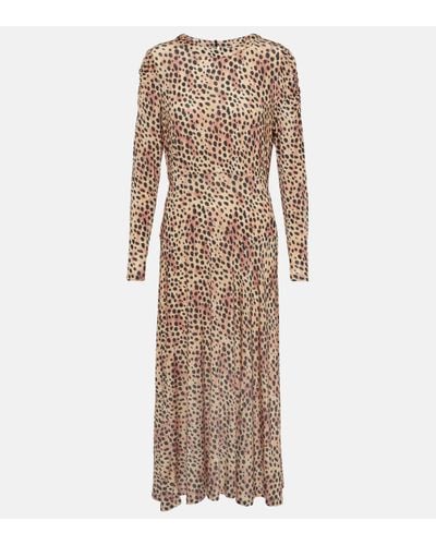 RIXO London Robe midi Cerise a motif leopard - Neutre