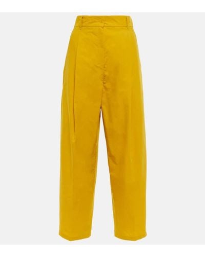 Max Mara Safari Cotton And Silk Straight Pants - Yellow