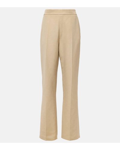 TOVE Ilaria Cotton-blend Straight Trousers - Natural