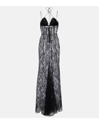 Alessandra Rich Lace Maxi Dress - Black