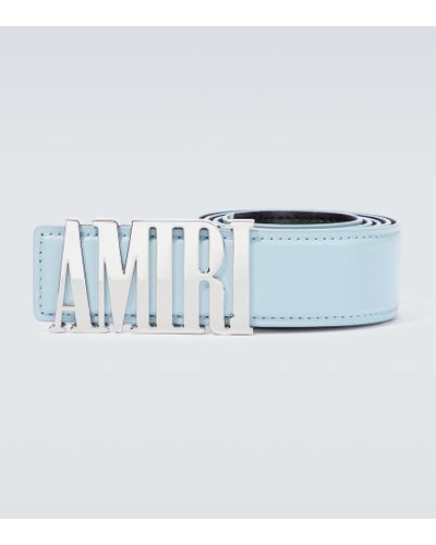 Amiri Cinturon de piel con logo - Azul