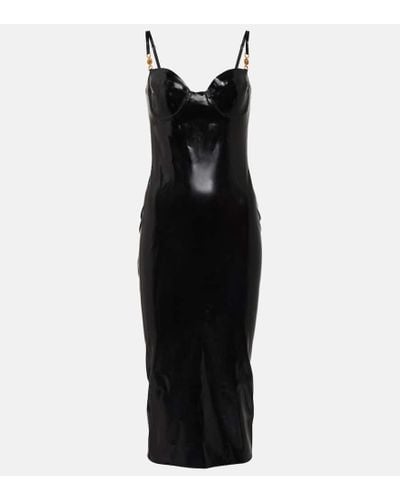 Versace Medusa Latex Midi Dress - Black