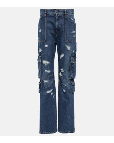 Dolce & Gabbana Distressed High-rise Cargo Jeans - Blue
