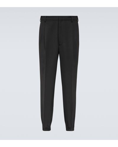 Prada Wool Gabardine Slim Trousers - Black