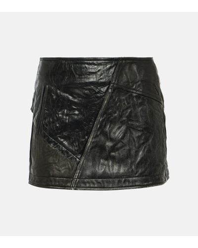 Acne Studios Minifalda de piel con paneles - Negro