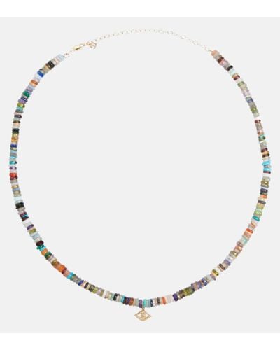 Sydney Evan Evil Eye 14kt Gold Beaded Necklace - Multicolour