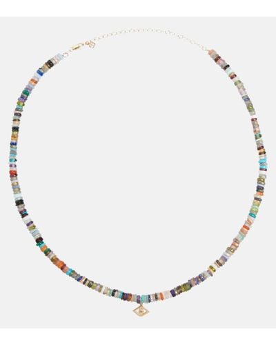 Sydney Evan Collier Evil Eye en perles et or 14 ct - Multicolore