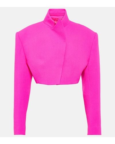 Alexandre Vauthier Giacca cropped in lana - Rosa