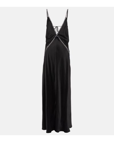 Stella McCartney Crystal Frame Double Satin A-line Maxi Dress - Black