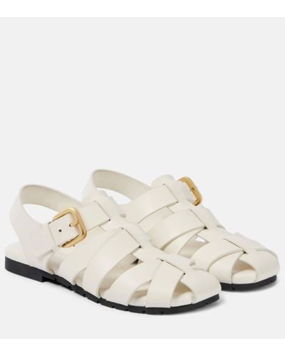 Bottega Veneta Alfie Leather Fisherman Sandals - White