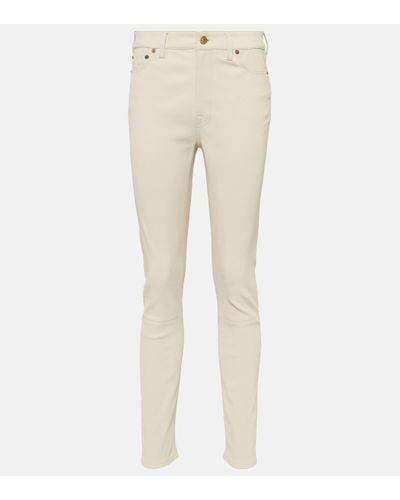 Polo Ralph Lauren Pantalon skinny a taille haute en cuir - Neutre