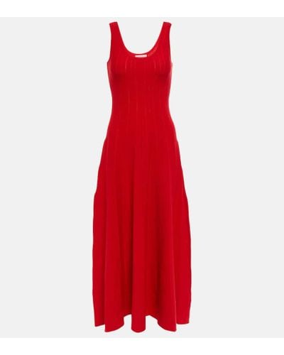 Gabriela Hearst Vestido largo de lana plisado - Rojo