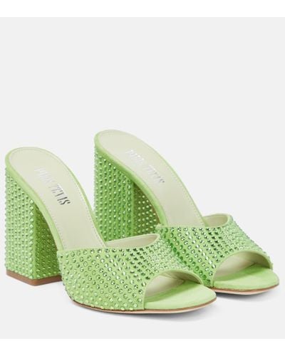 Paris Texas Holly Anja Embellished Suede Mules - Green