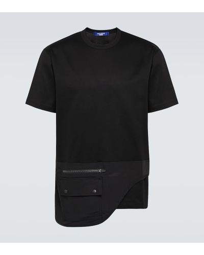 Junya Watanabe Paneled Cotton Jersey T-shirt - Black