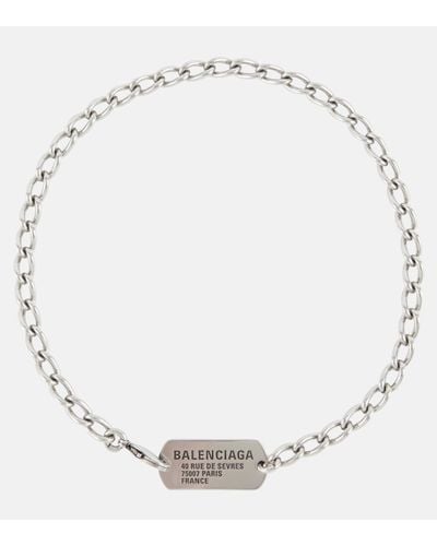 Balenciaga Logo Tag Necklace - Metallic
