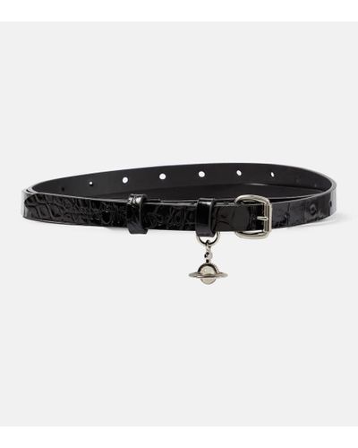Vivienne Westwood Alex Charm Croc-effect Leather Belt - Black