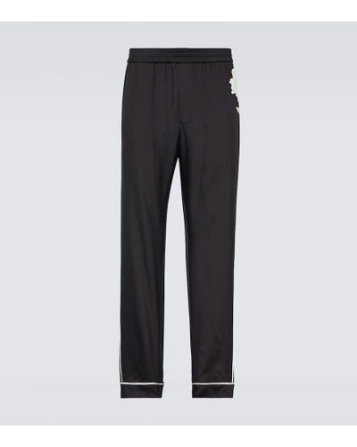 Valentino Bestickte Pyjama-Hose aus Seide - Schwarz