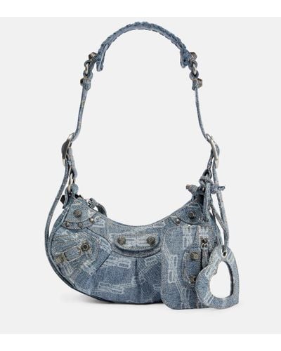 Balenciaga Bolso al hombro Le Cagole XS en denim - Azul