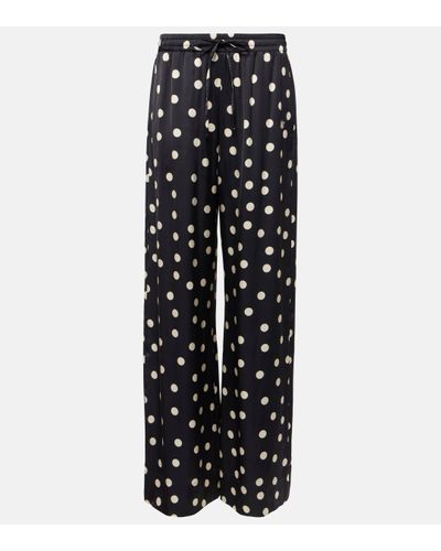 Stella McCartney Pantalon ample a taille haute a pois - Noir