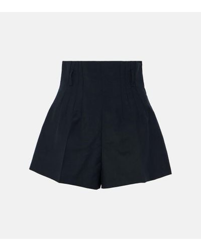 Prada High-Rise-Shorts aus Wolle und Mohair - Blau