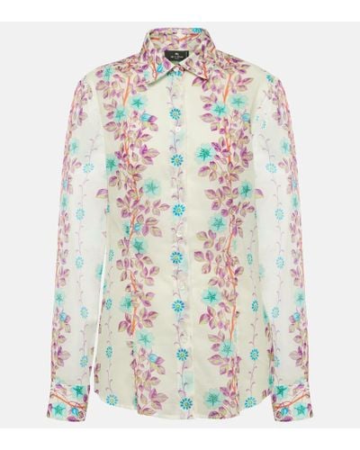 Etro Camisa de algodon floral - Blanco