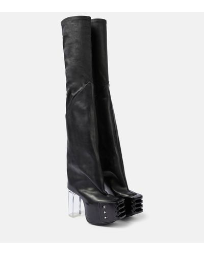 Rick Owens Bottes hautes oblique noires