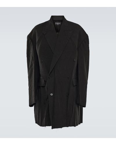 Balenciaga Oversized Linen Coat - Black