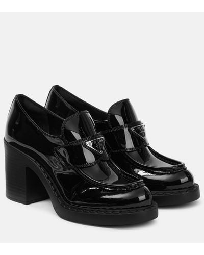 Prada Chocolate Patent Leather Loafer Court Shoes - Black