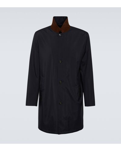 Loro Piana Sebring Leather-trimmed Raincoat - Blue