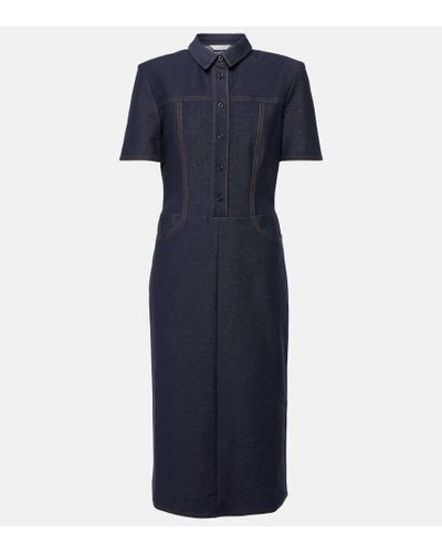 Max Mara Faro Cotton-blend Jersey Midi Dress - Blue