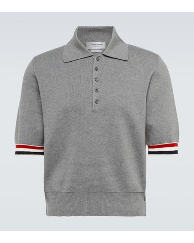 Thom Browne Cotton Knit Polo Shirt - Gray