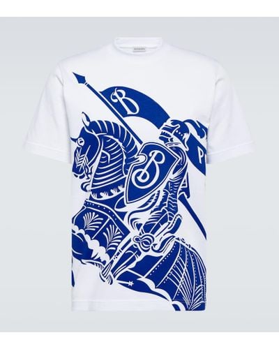 Burberry Camiseta de algodon con Equestrian Knight - Azul