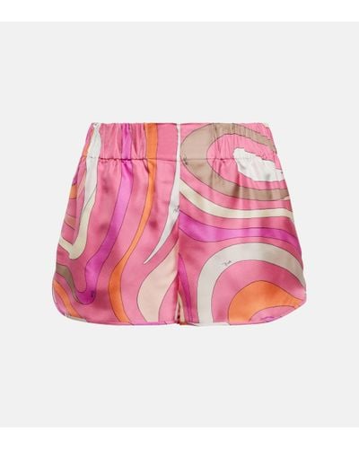 Emilio Pucci Printed Silk Shorts - Pink