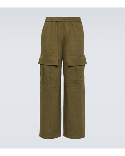 Acne Studios Checked Cotton Cargo Trousers - Green