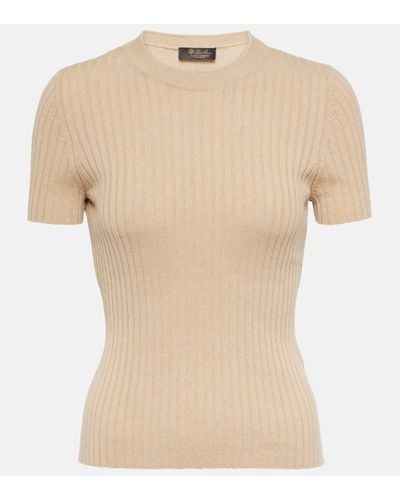 Loro Piana Ribbed-knit Cashmere Top - Natural