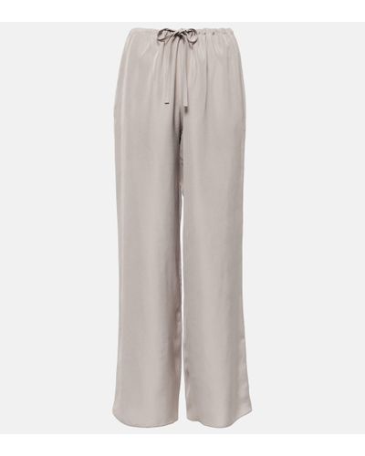 The Row Pantalon ample Jugi en soie a taille mi-haute - Gris