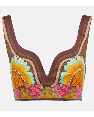 La DoubleJ Baia Printed Cotton-blend Crop Top - Orange