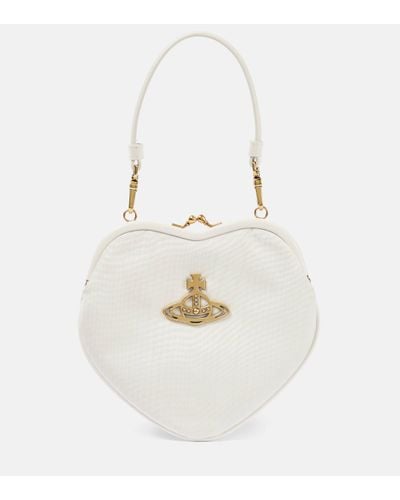 Vivienne Westwood Belle Heart Mini Leather-trimmed Shoulder Bag - White