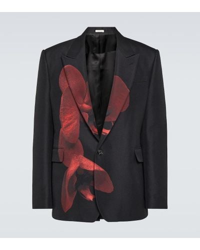 Alexander McQueen Floral Cotton-blend Blazer - Black