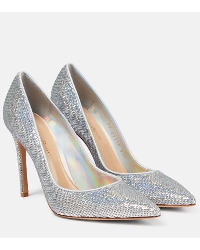 Gianvito Rossi Glitter-embellished Court Shoes - White