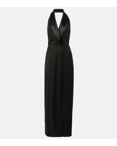 Jonathan Simkhai Janice Tuxedo Halter Vest Gown - Black