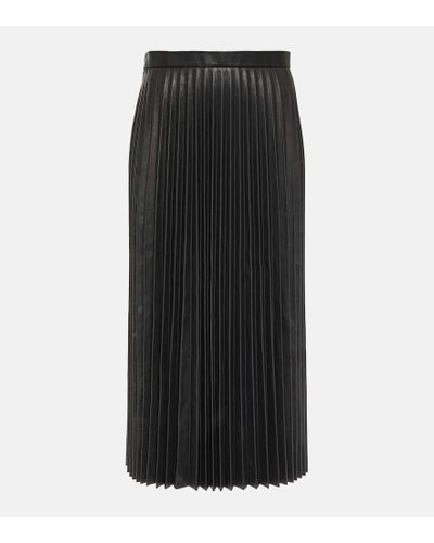 Balenciaga Falda midi plisada de piel - Negro