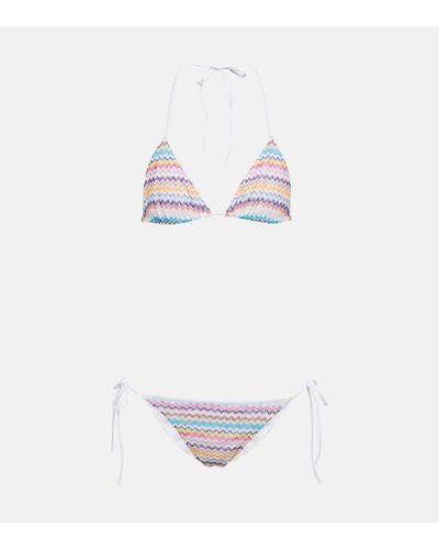 Missoni Bikini a triangolo a zig-zag - Bianco