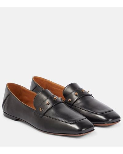 Chloé Aurna Embellished Leather Loafers - Brown