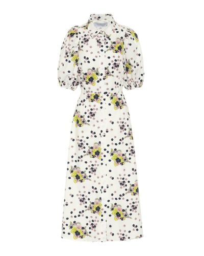 Les Rêveries Vestido camisero de popelin de algodon floral - Blanco
