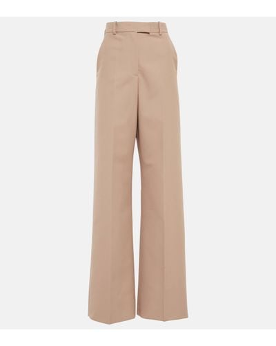 Valentino High-rise Wide-leg Trousers - Natural