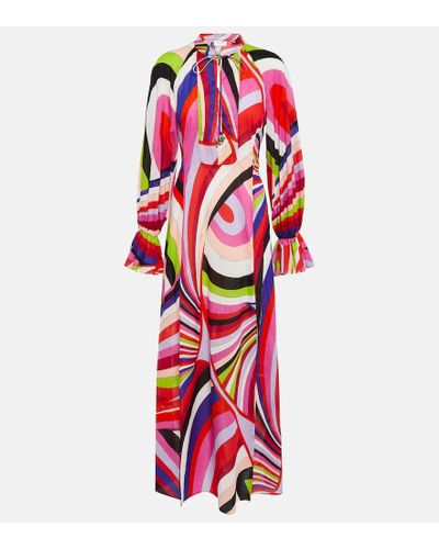 Emilio Pucci Printed Cotton Maxi Dress - Red